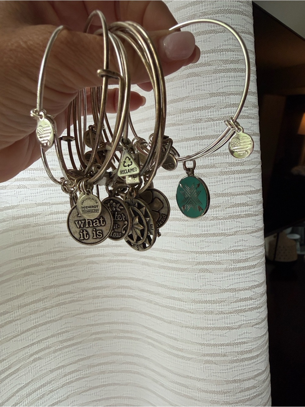 Lot of 10 Alex and Ani Silver-Tone Charm Bangle Bracelets